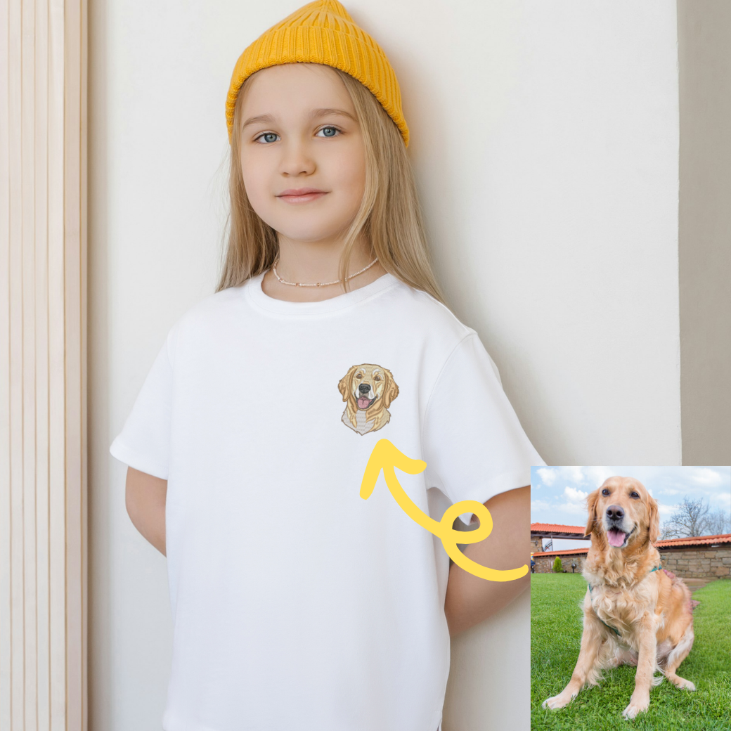 【新発売】うちの子刺繍コーデ - ペット写真から作る刺繍入りTシャツ