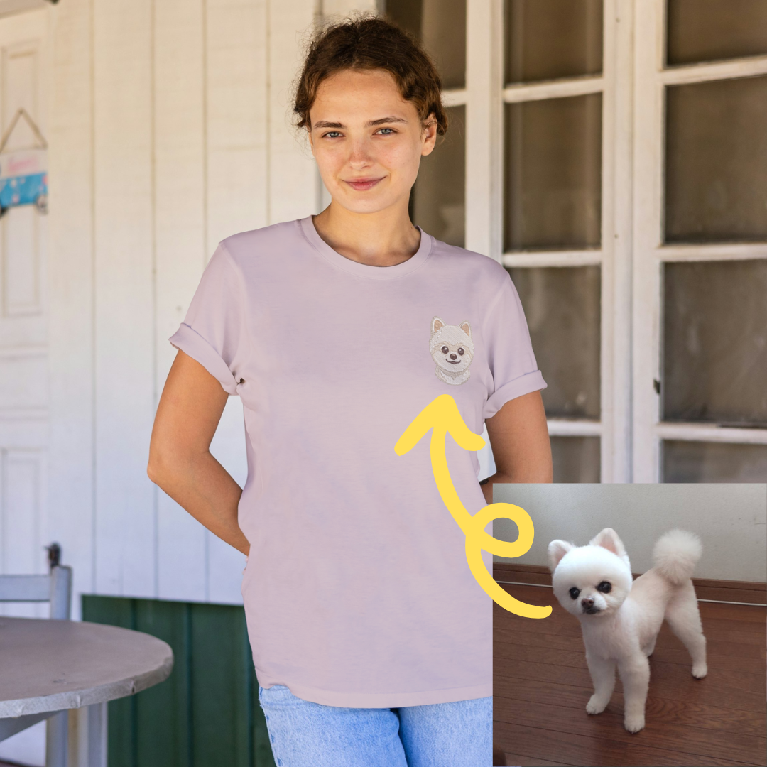 【新発売】うちの子刺繍コーデ - ペット写真から作る刺繍入りTシャツ