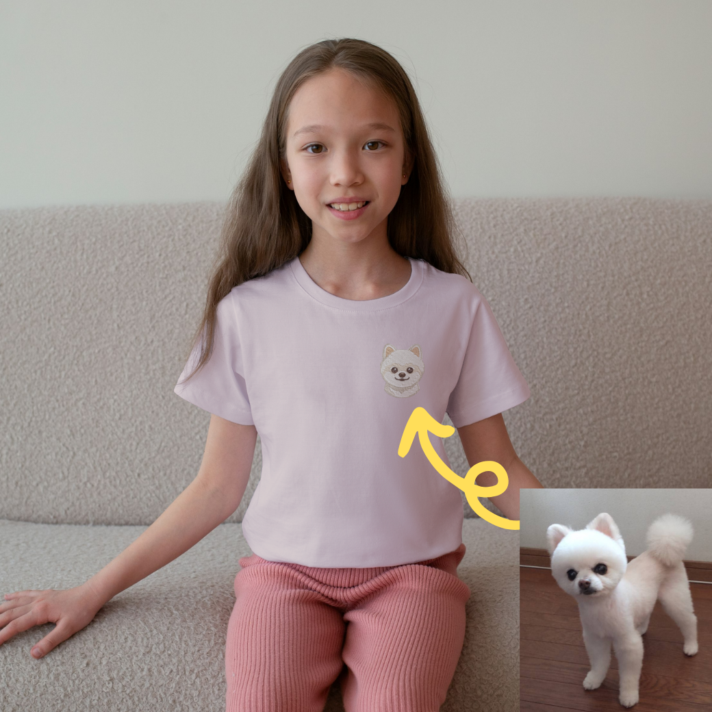 【新発売】うちの子刺繍コーデ - ペット写真から作る刺繍入りTシャツ